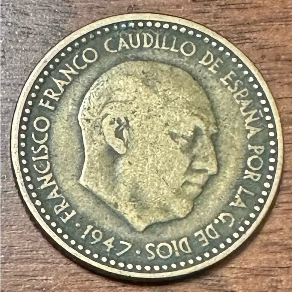 1947 ~Franco Spain Espana Una Peseta~ scarce date